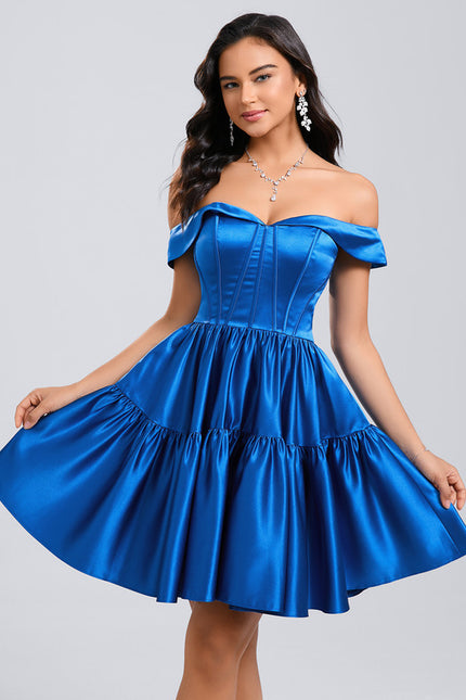 Robe Courte Satin Bordeaux - gallery 3