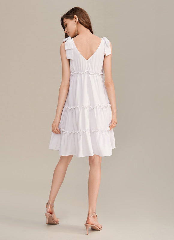 Robe Courte Verte Froncée - gallery 3