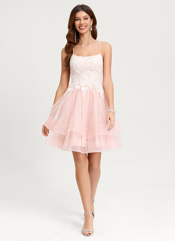 Robe Courte Tulle Rose Brodée - gallery 4