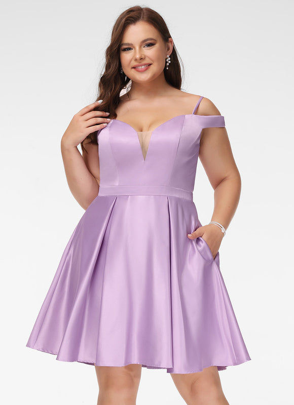 Robe Courte Satin Lilas - gallery 5