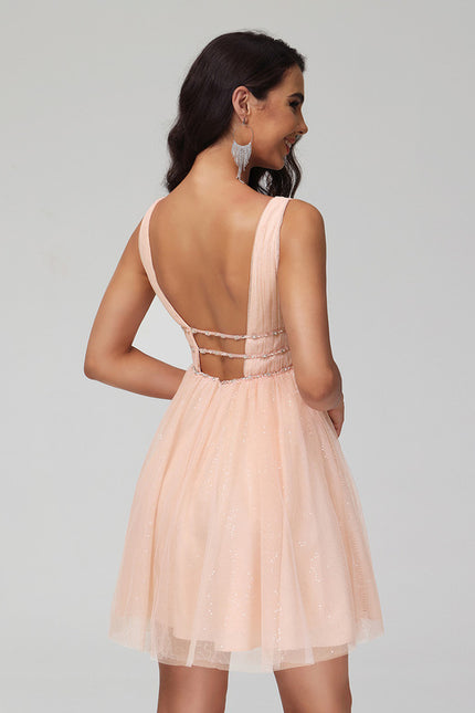 Robe Courte Tulle Rose Ornée - gallery 6