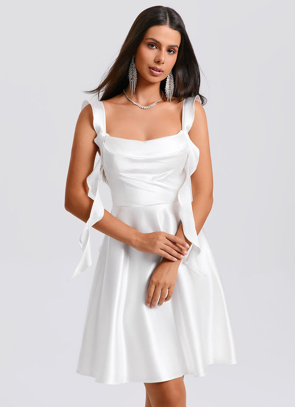 Robe Satin Blanche Courte