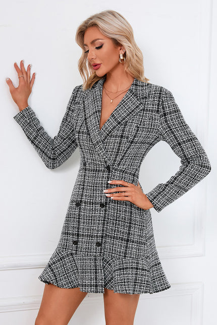 Robe Courte À Carreaux Élégante - gallery 4