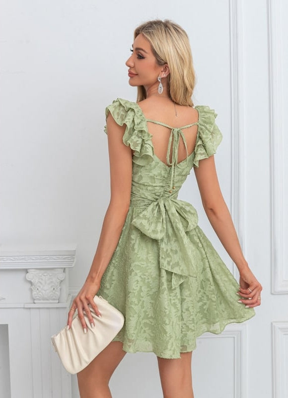 Robe Courte Verte Florale - gallery 2