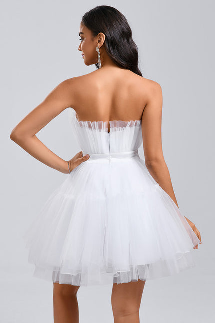 Robe Princesse Courte Blanche - gallery 1