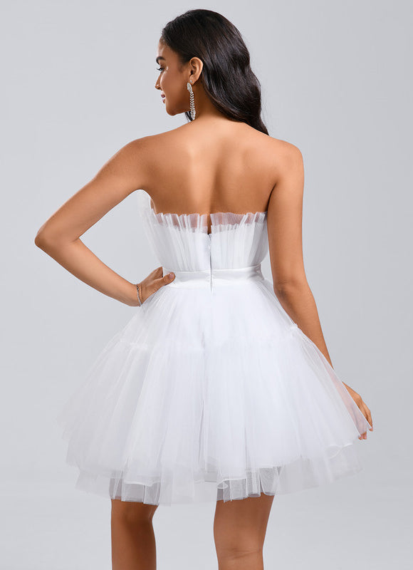 Robe Princesse Courte Blanche - gallery 1