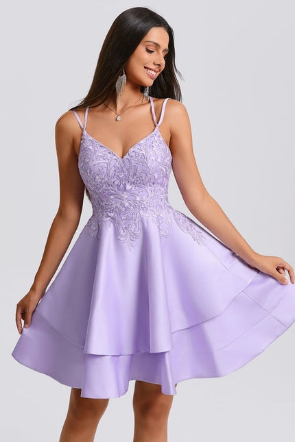 Robe Courte Lilas Élégante - gallery 1