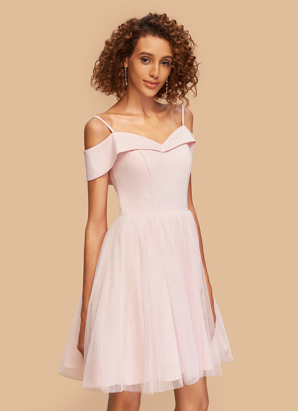 Robe Courte Tulle Rose Pâle - gallery 3