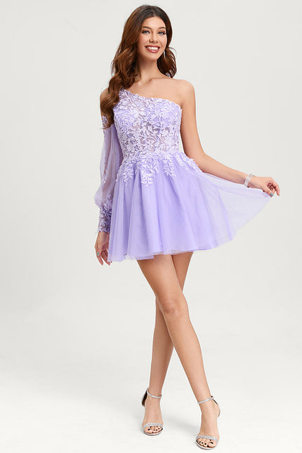 Robe Courte Asymétrique Coupe Trapèze À Volants - gallery 2