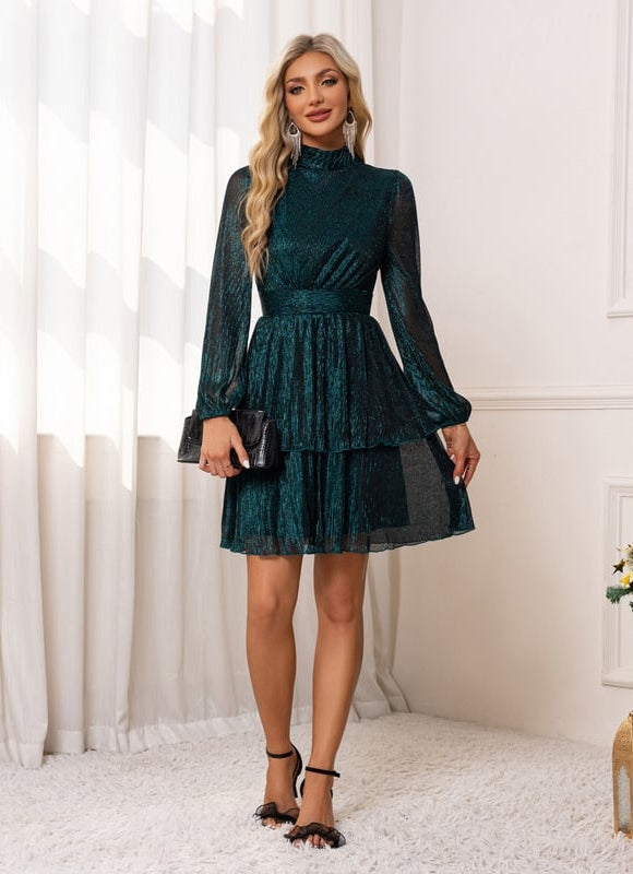 Robe Courte Émeraude À Volants - gallery 2