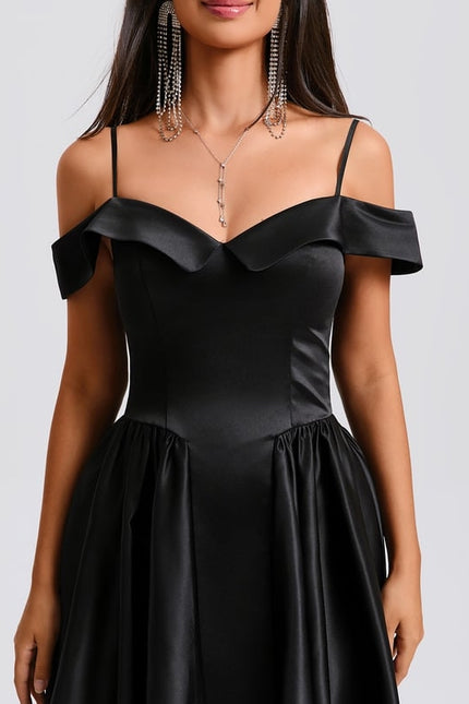 Robe Courte Satin Noire - gallery 5