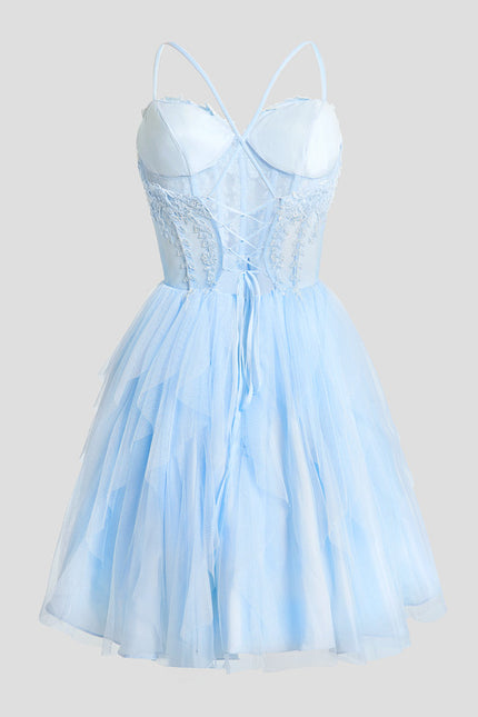 Robe Courte Tulle Bleu Ciel - gallery 6