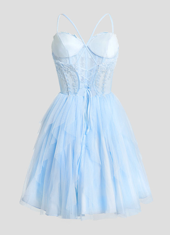 Robe Courte Tulle Bleu Ciel - gallery 6