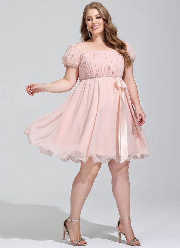 Robe Courte Mousseline Pêche - gallery 8