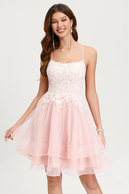Robe Courte Tulle Rose Brodée