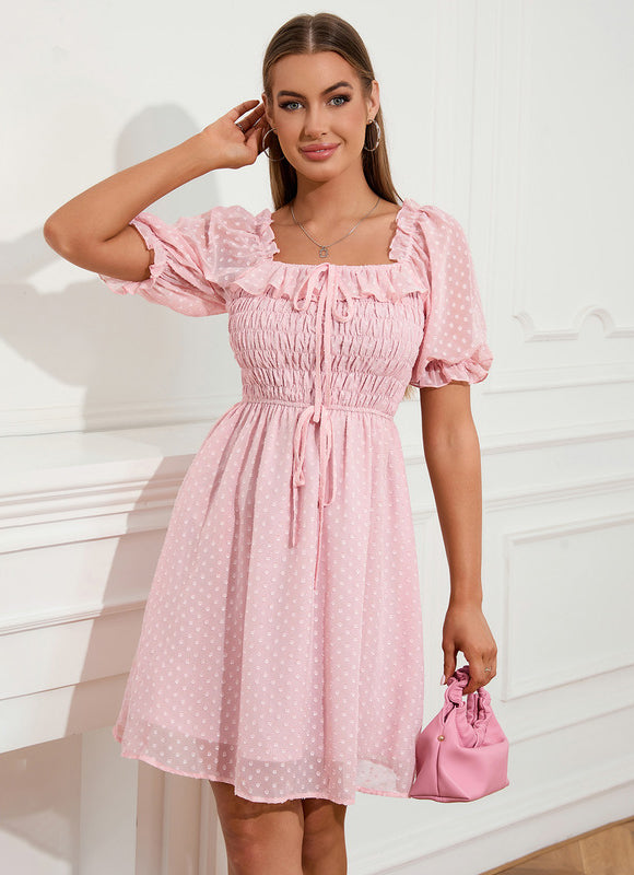Robe Courte À Pois Délicate