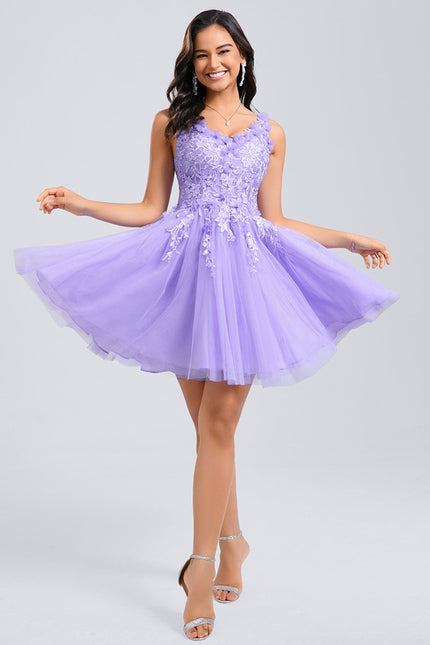 Robe Courte Violette Embellie - gallery 5