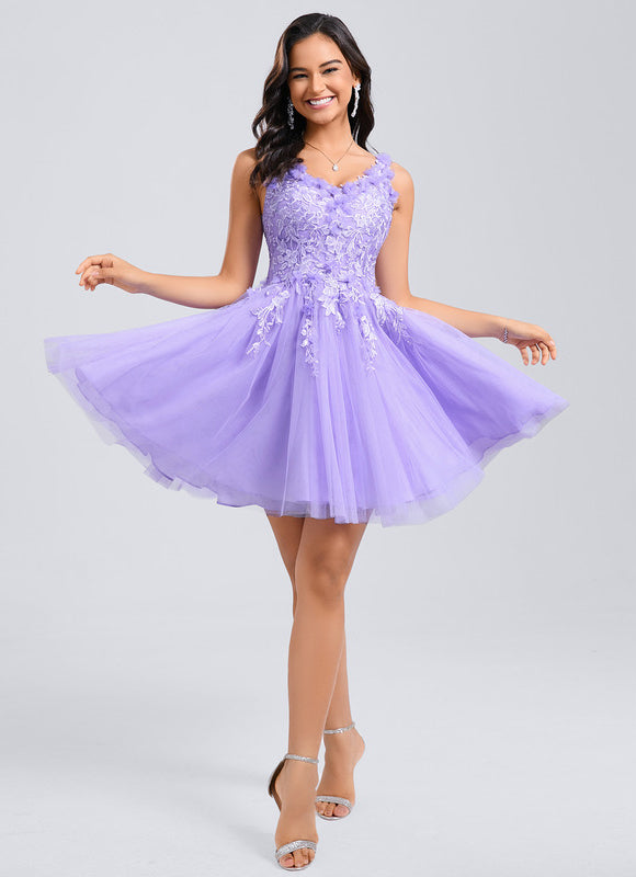Robe Courte Violette Embellie - gallery 5