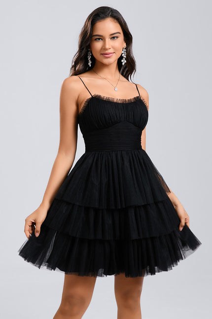 Robe Courte Tulle Noire Volants - gallery 2