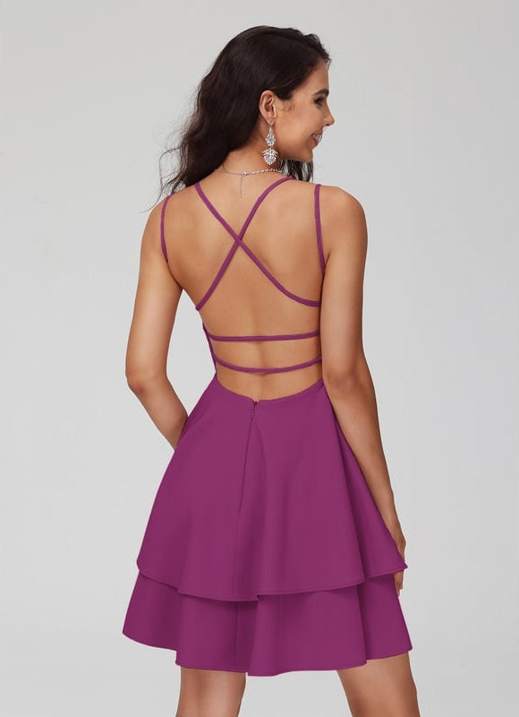 Robe Courte Rose Évasée - gallery 2