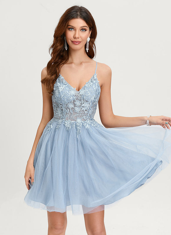 Robe Courte Tulle Embellie - gallery 3