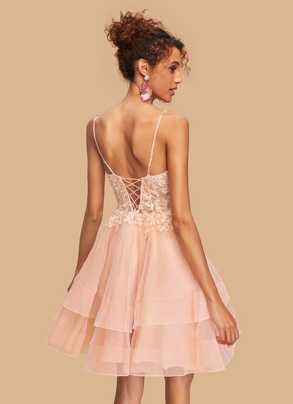 Robe Courte Rose Brodée - gallery 2