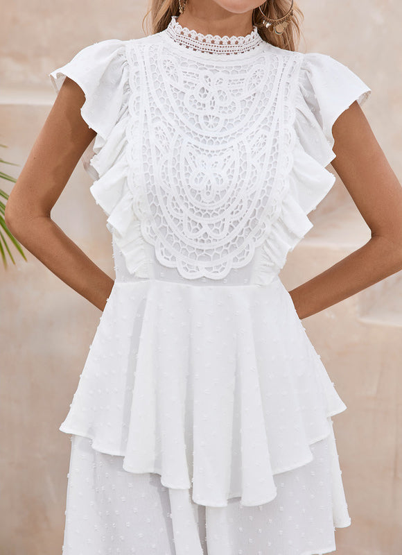 Robe Blanche Courte Patineuse - gallery 4