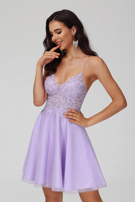 Robe Courte Tulle Lilas Élégante - gallery 2