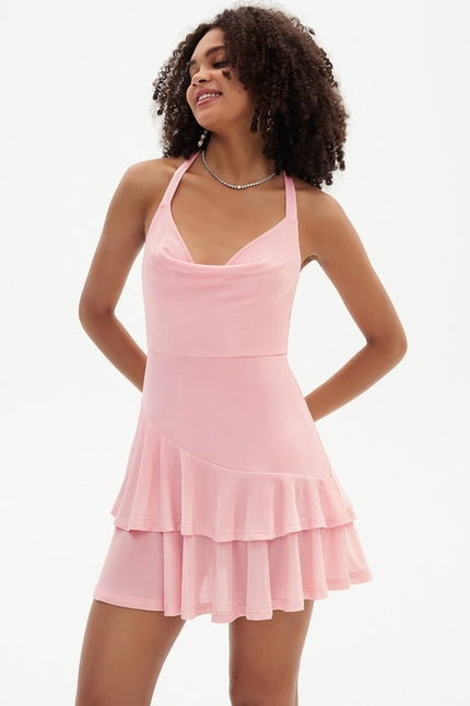 Robe Courte Mini Volants Rose - gallery 6