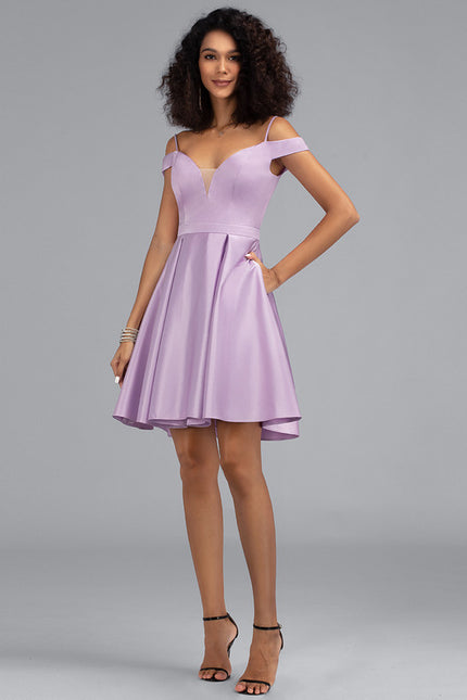 Robe Courte Satin Lilas - gallery 2