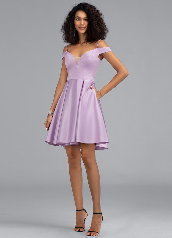 Robe Courte Satin Lilas - gallery 2