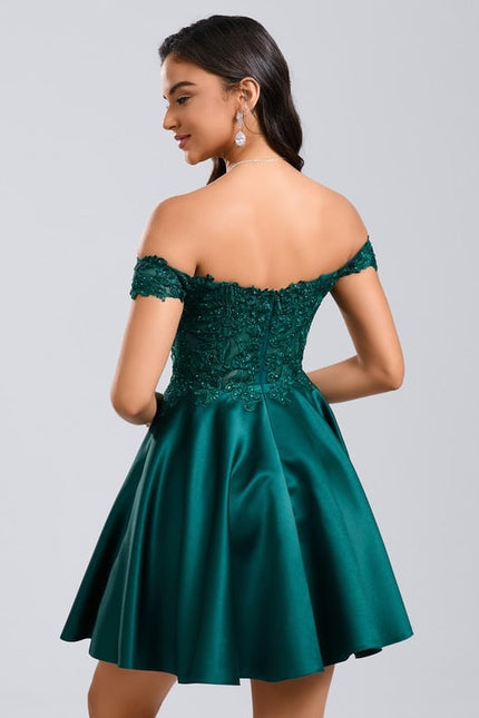 Robe Courte Émeraude Ornée - gallery 4