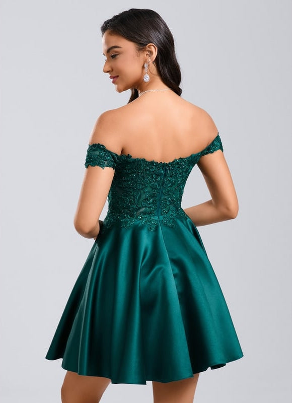 Robe Courte Émeraude Ornée - gallery 4