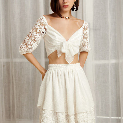 Robe Blanche Courte Broderie Anglaise