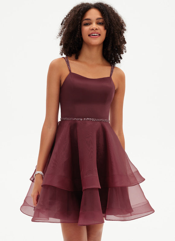 Robe Courte Cocktail Bordeaux