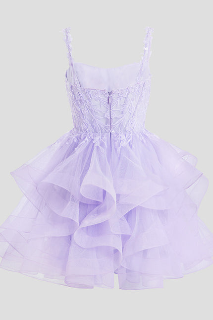 Robe Courte Tulle Asymétrique Rose - gallery 6