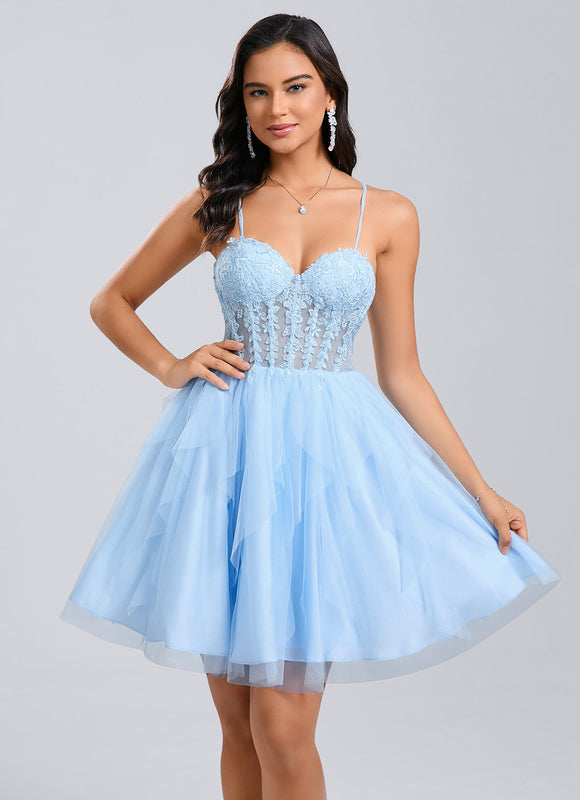 Robe Courte Tulle Bleu Ciel