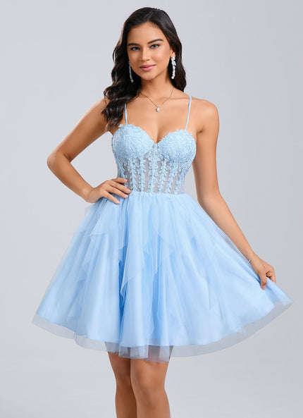 Robe Courte Tulle Bleu Ciel