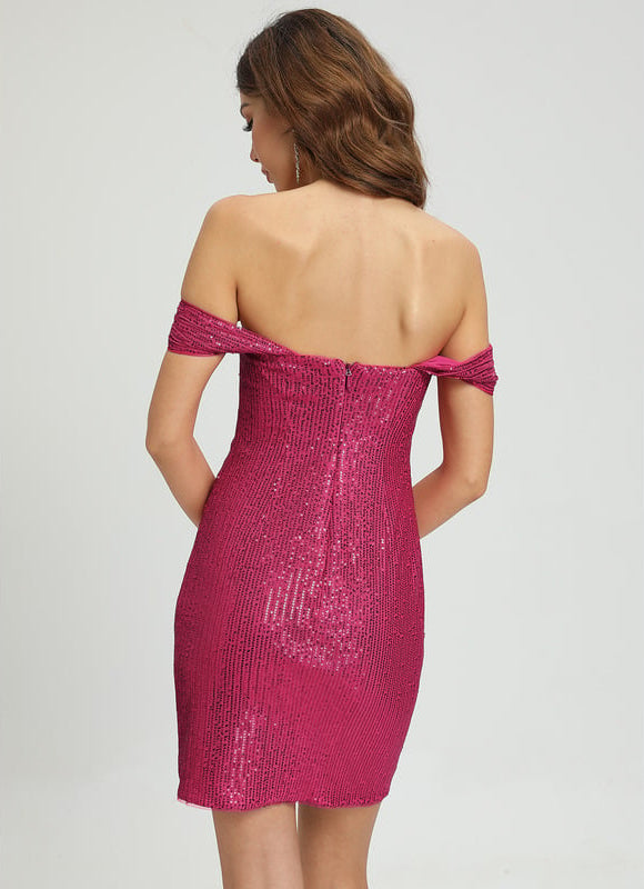 Robe Courte Pailletée Fuchsia - gallery 6