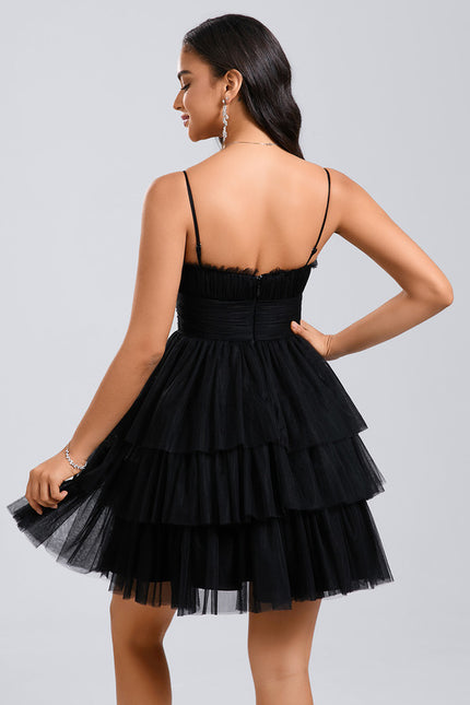 Robe Courte Tulle Noire Volants - gallery 4