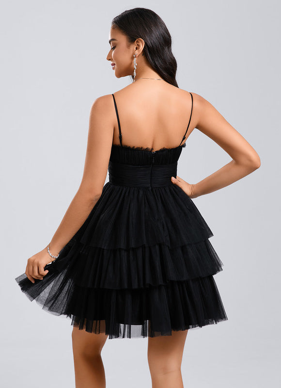 Robe Courte Tulle Noire Volants - gallery 4