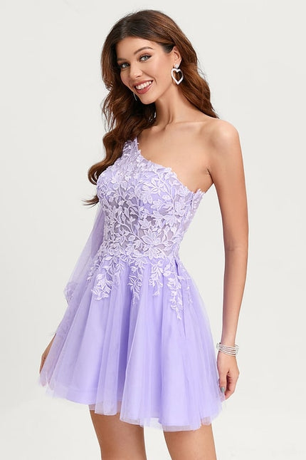 Robe Courte Asymétrique Coupe Trapèze À Volants - gallery 1