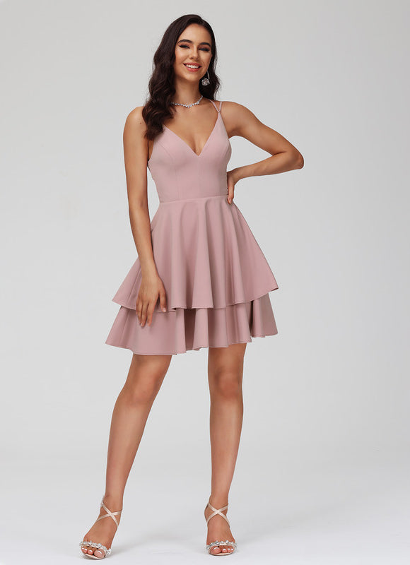 Robe Courte Rose Évasée - gallery 9