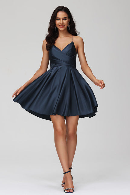 Robe Courte Satinée À Volants - gallery 4