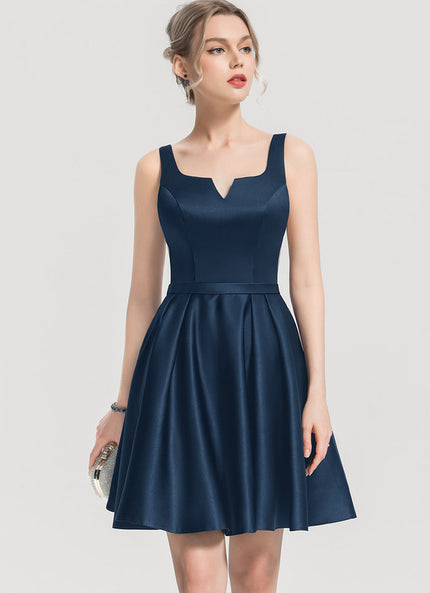 Robe Courte Satin Bleu Nuit