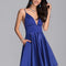 Robe Courte Évasée Bleu Satin