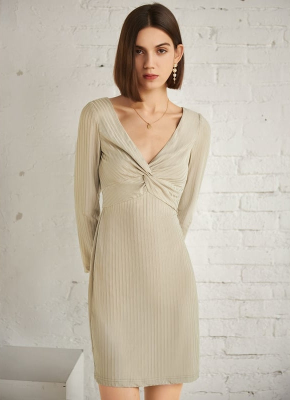Robe Courte Moulante Beige - gallery 3