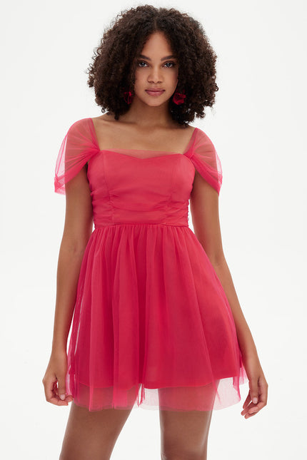 Robe Courte Rose Aérienne - gallery 2