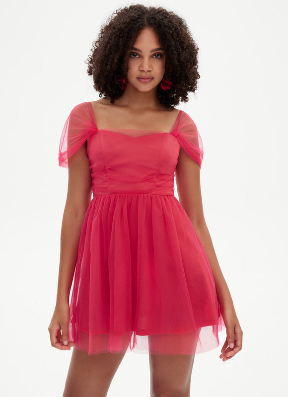Robe Courte Rose Aérienne - gallery 2
