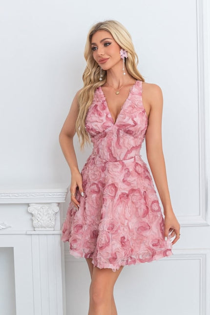Robe Courte Rose À Volants - gallery 5